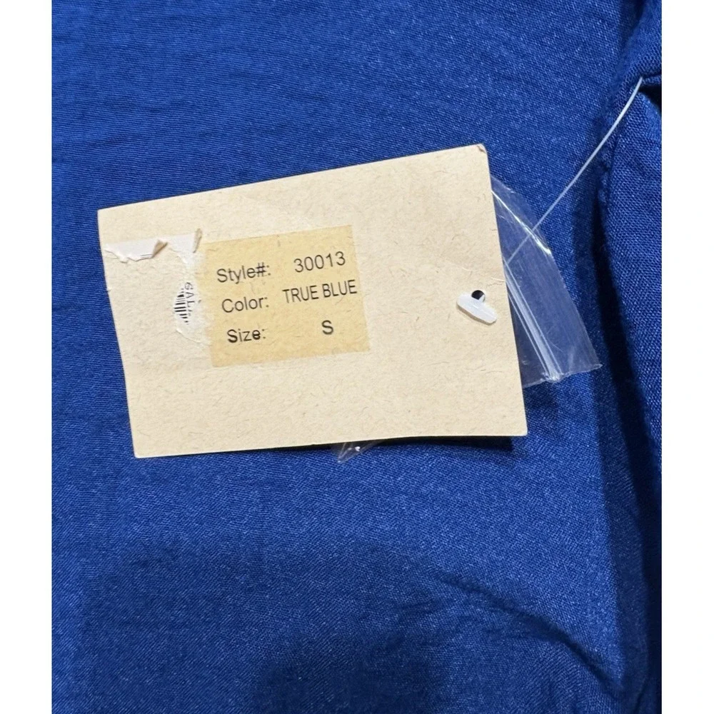 NEW Habitat Womens S Blue Rayon Blend Tunic Button Up Oversized Lagenlook Artsy